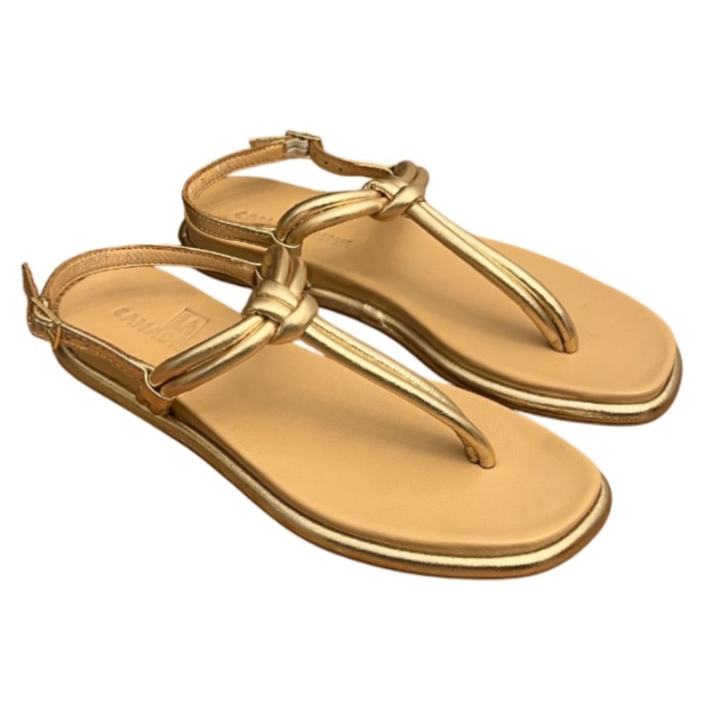 La Canadienne Women's Metallic Gold Ambra Slingback Sandal - 8 US / 39 EU NWOB